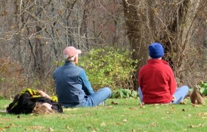 Sitting on grass